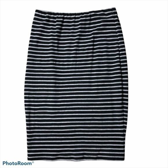 Philosophy Black & Grey Striped Pencil Skirt Small - Picture 1 of 4